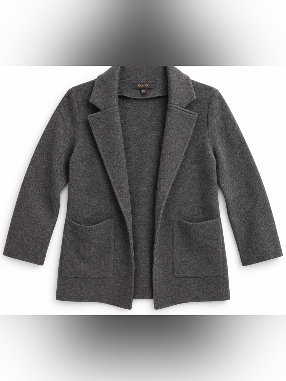 Quince Women’s XS Charcoal Gray 100% Organic Cotton Knit Blazer Cardigan Jacket